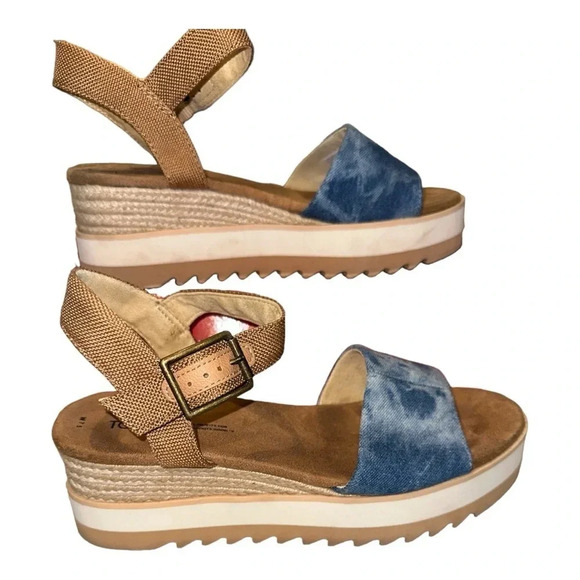 Toms Denim Blue Tie Dye Espadrille Size 7.5 - Picture 9 of 10